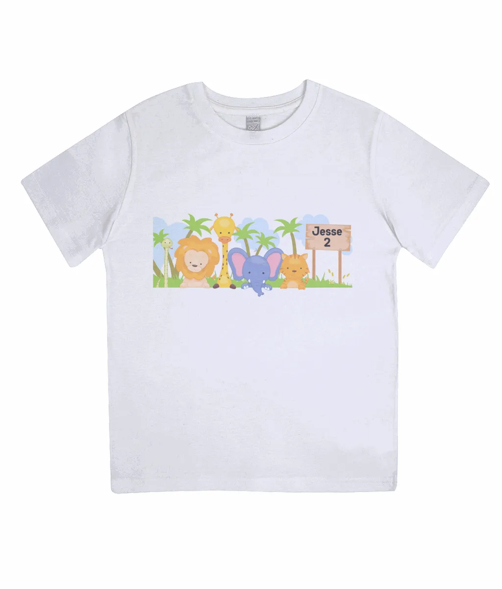 Jungle Animal Theme Children's Birthday T-shirt