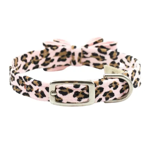 Jungle Big Bow Collar — Pink Cheetah