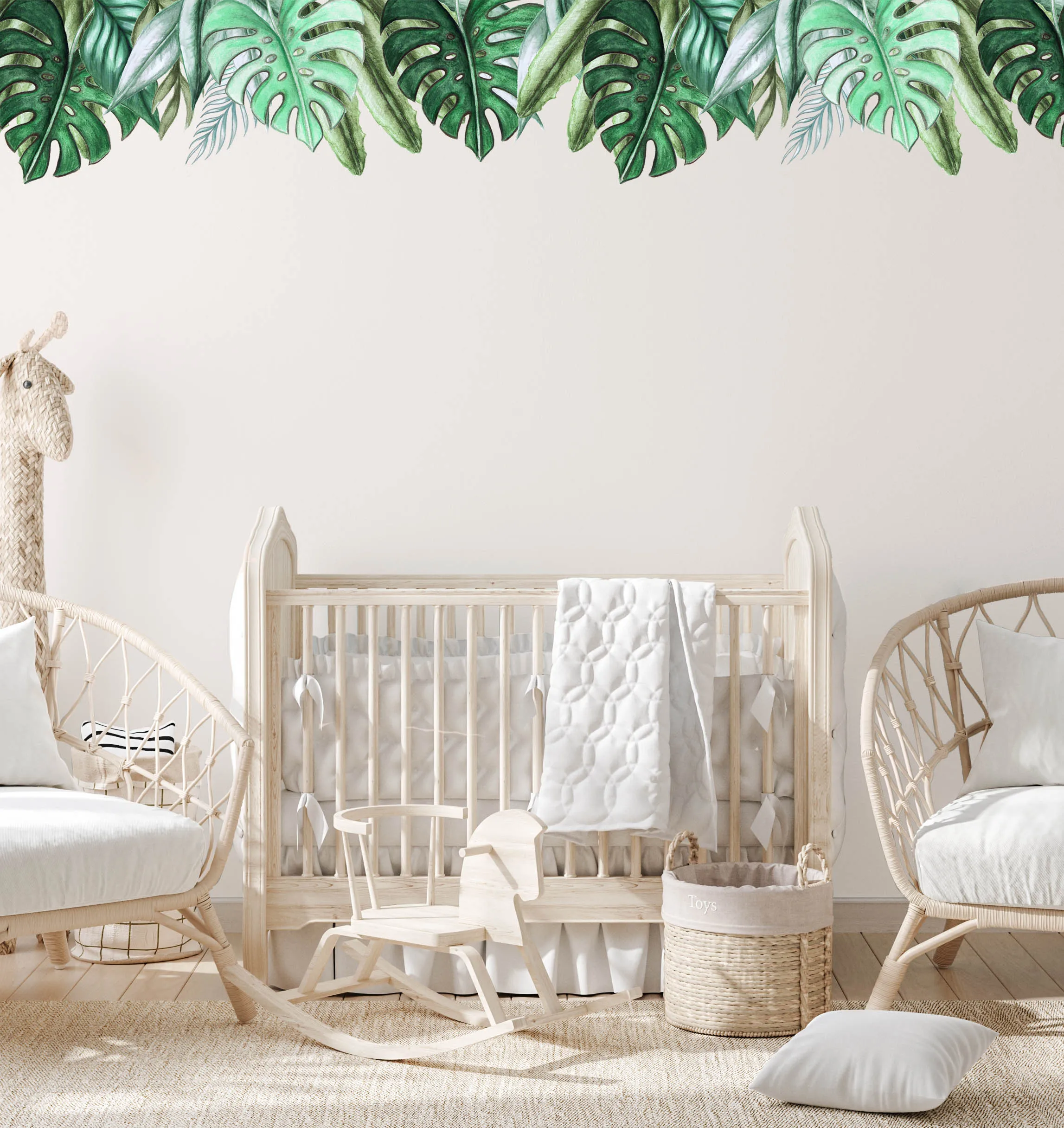 Jungle Leaves Australian Design Hand Painted Peel & Stick, Removable Wall Decal. Nursery, Kids Playroom, Kids Teens Bedroom