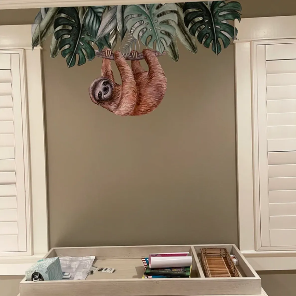 Jungle Leaves Australian Design Hand Painted Peel & Stick, Removable Wall Decal. Nursery, Kids Playroom, Kids Teens Bedroom
