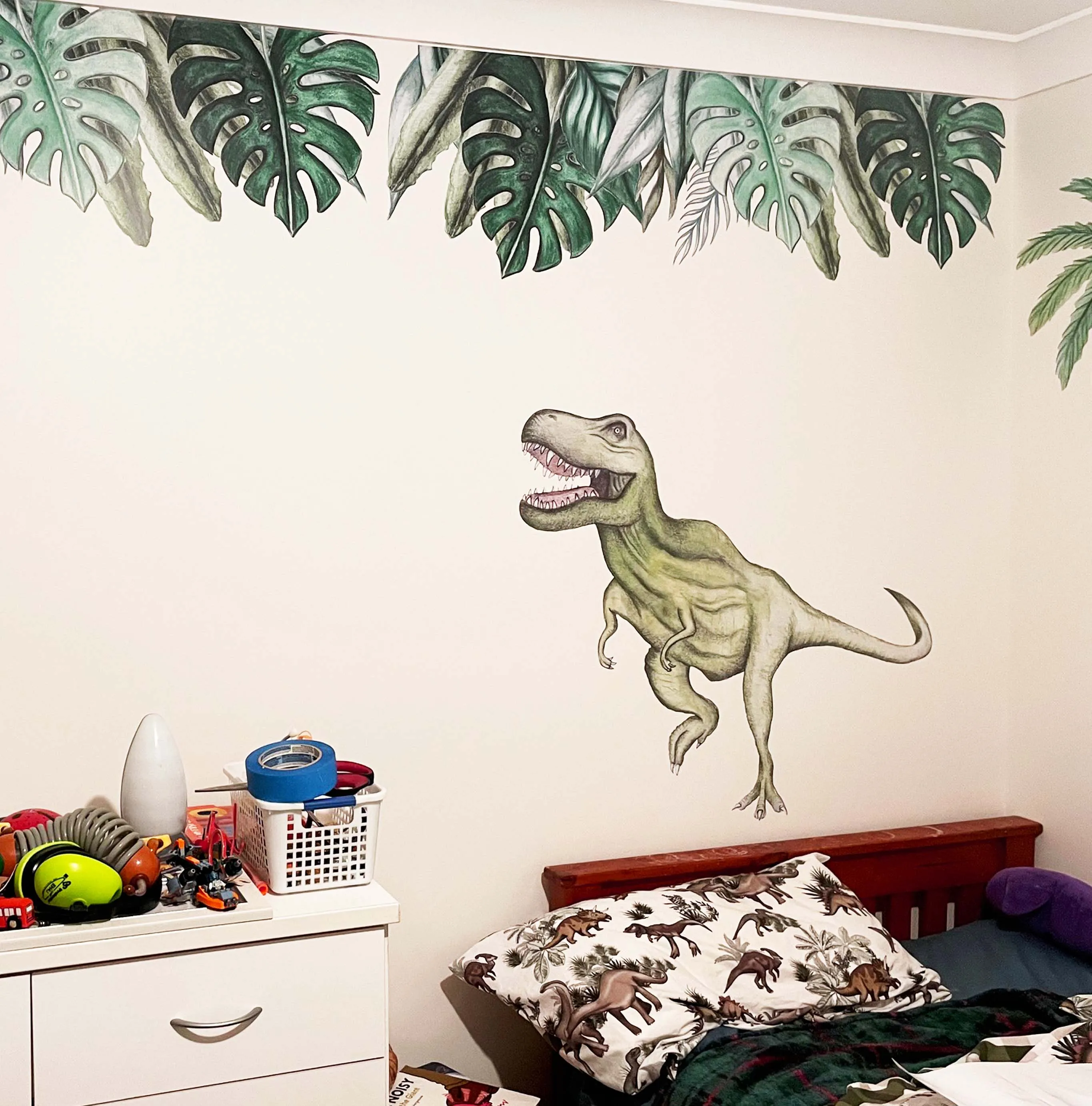 Jungle Leaves Australian Design Hand Painted Peel & Stick, Removable Wall Decal. Nursery, Kids Playroom, Kids Teens Bedroom