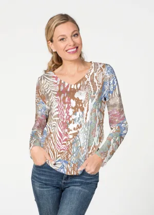 Jungle Warrior (7849) ~ French Terry V-neck Top