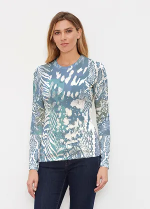 Jungle Warrior Blue (7850) ~ Butterknit Long Sleeve Crew Top