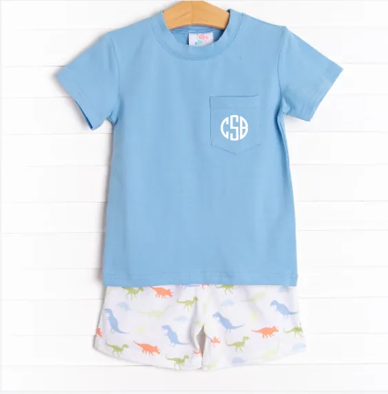 Jurassic Jungle Short Set, Blue