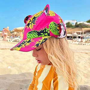 Kids Cub hat with neck flap: Pineapple Punch