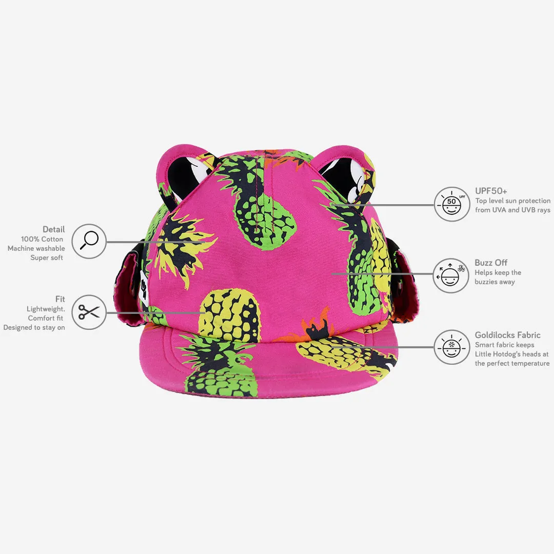 Kids Cub hat with neck flap: Pineapple Punch