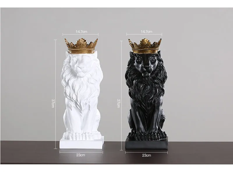 King Of The Jungle Gold Crown Lion Sculpture