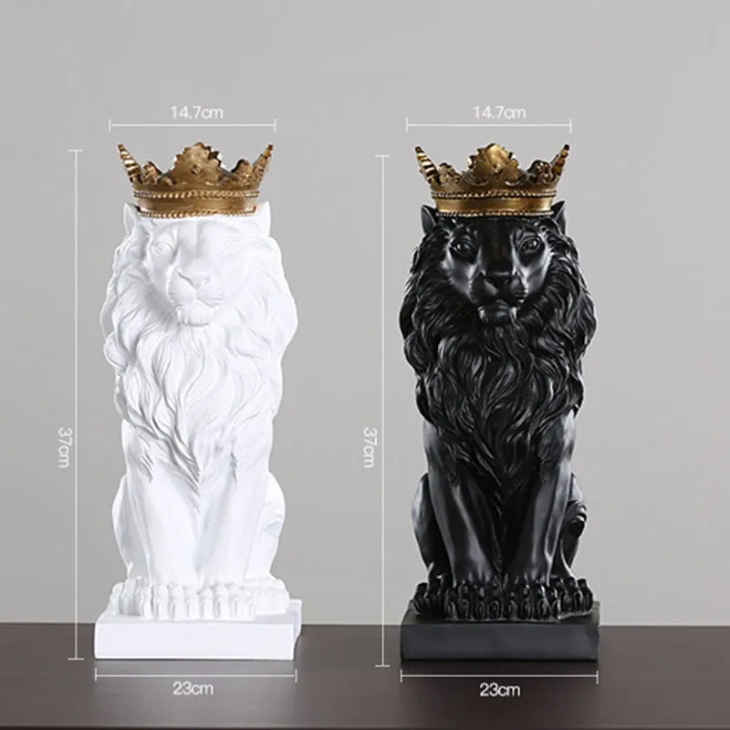 King Of The Jungle Gold Crown Lion Sculpture
