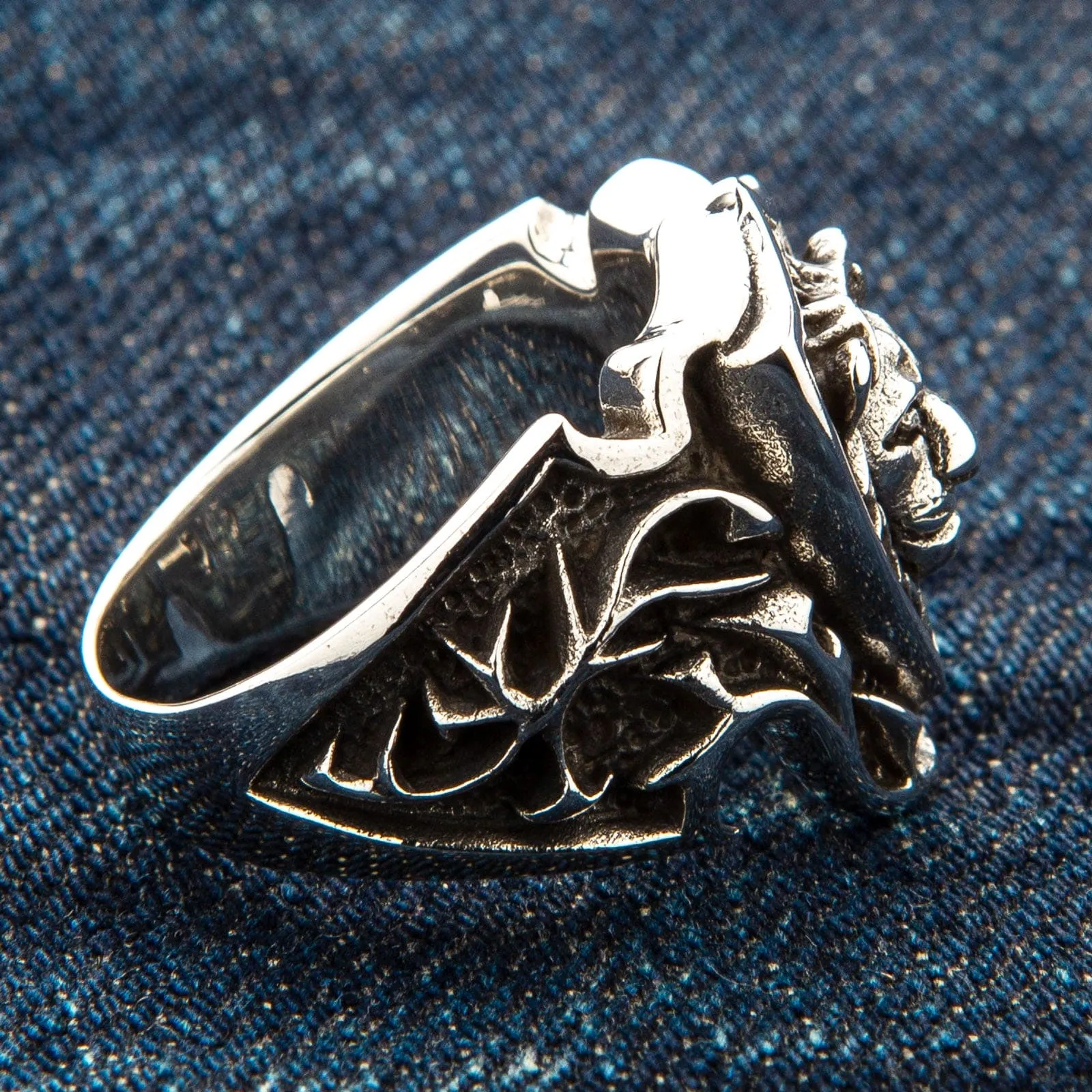 Knight Shield Lion Sterling Silver Men's Ring