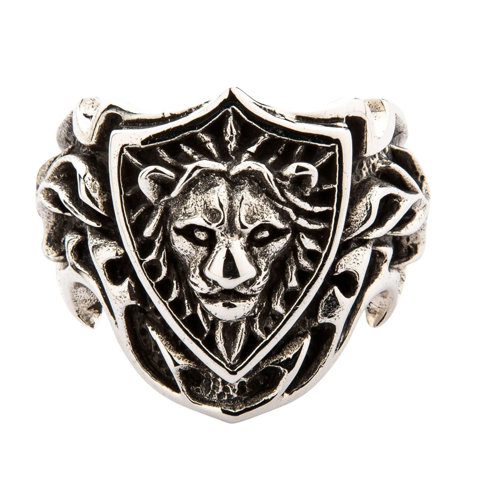 Knight Shield Lion Sterling Silver Men's Ring