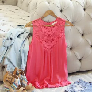 Lace Gypsy Top in Coral