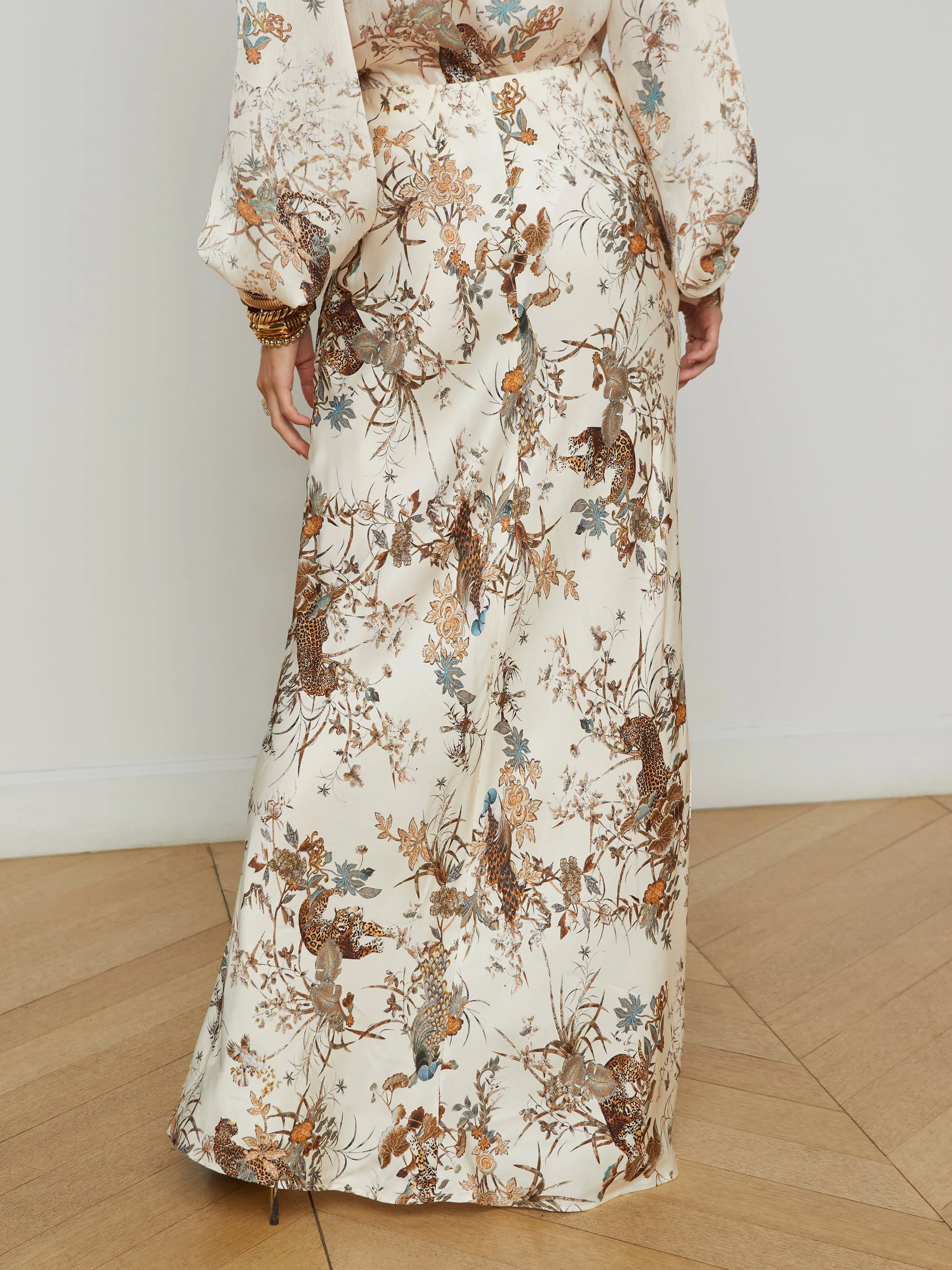 L'AGENCE - Zeta Maxi Skirt - Ecru/Multi Tapestry Jungle