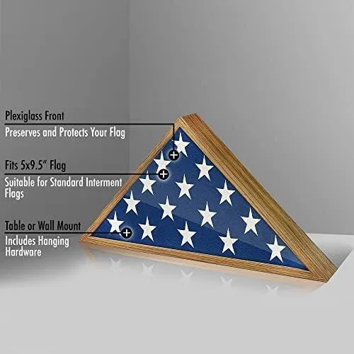 Large Flag Display Case for Burial Flag - Fits Folded 5 X 9.5' Flag - Military F