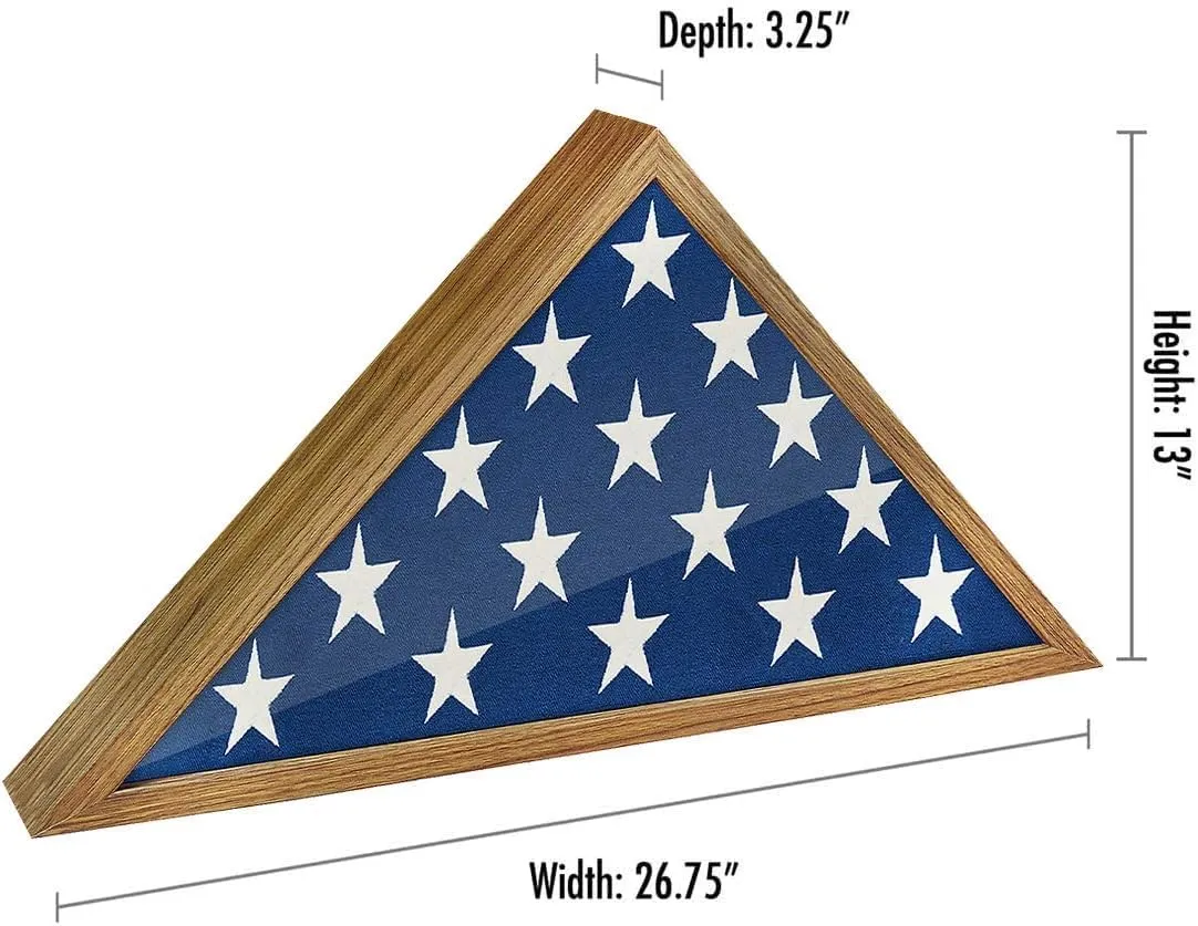 Large Flag Display Case for Burial Flag - Fits Folded 5 X 9.5' Flag - Military F