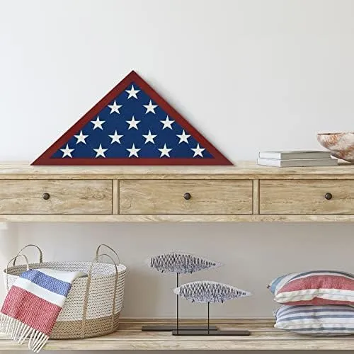 Large Flag Display Case for Burial Flag - Fits Folded 5 X 9.5' Flag - Military F