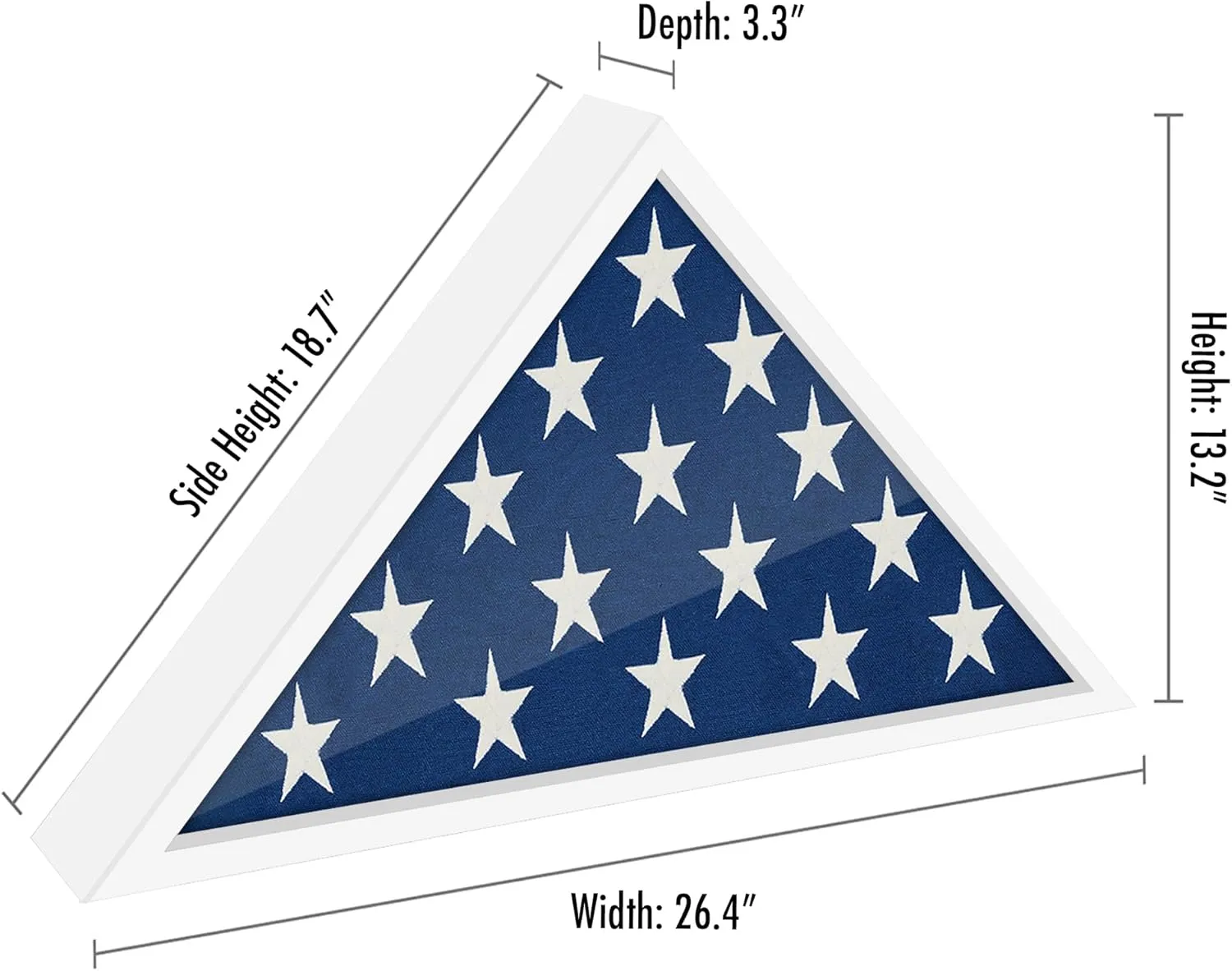 Large Flag Display Case for Burial Flag - Fits Folded 5 X 9.5' Flag - Military F