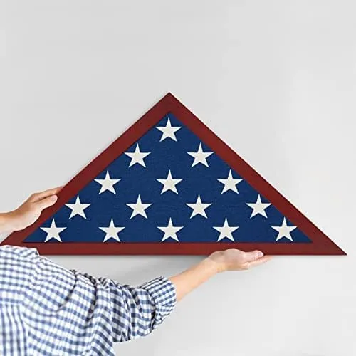 Large Flag Display Case for Burial Flag - Fits Folded 5 X 9.5' Flag - Military F