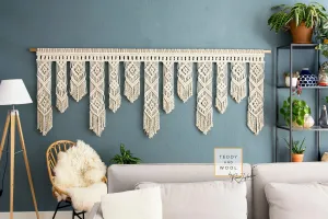 Large Macrame Wall Hanging - Horizontal Tapestry - "SARA"
