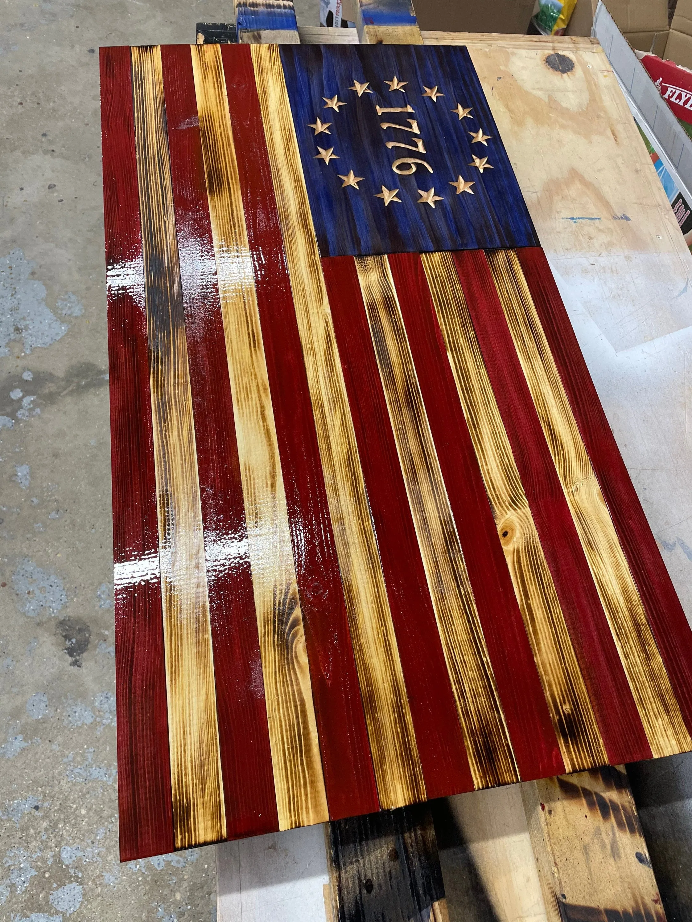 Large Wooden American 1776 Flag, USA Flag Wall Decor 36’’ x 19’’