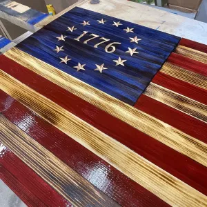 Large Wooden American 1776 Flag, USA Flag Wall Decor 36’’ x 19’’