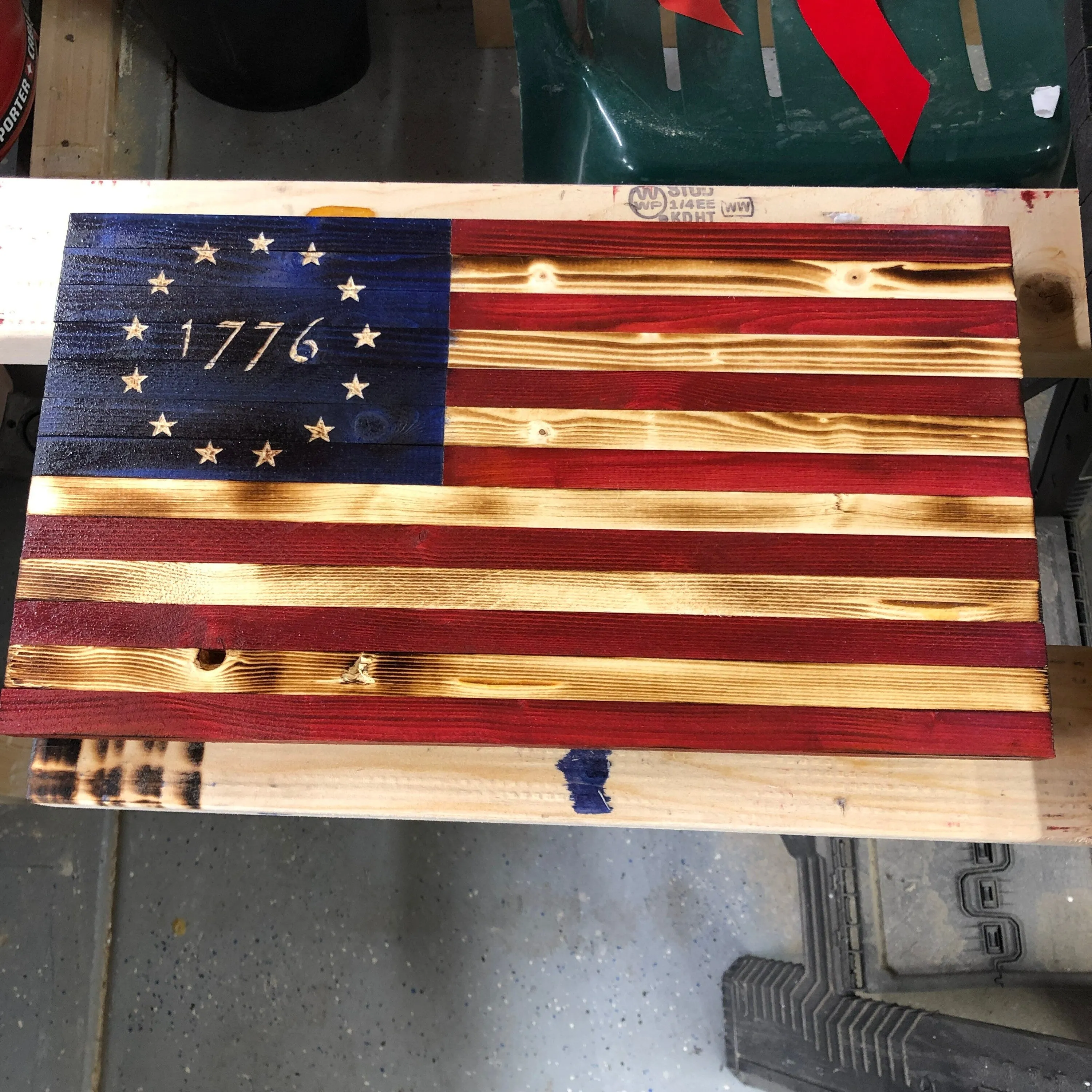 Large Wooden American 1776 Flag, USA Flag Wall Decor 36’’ x 19’’