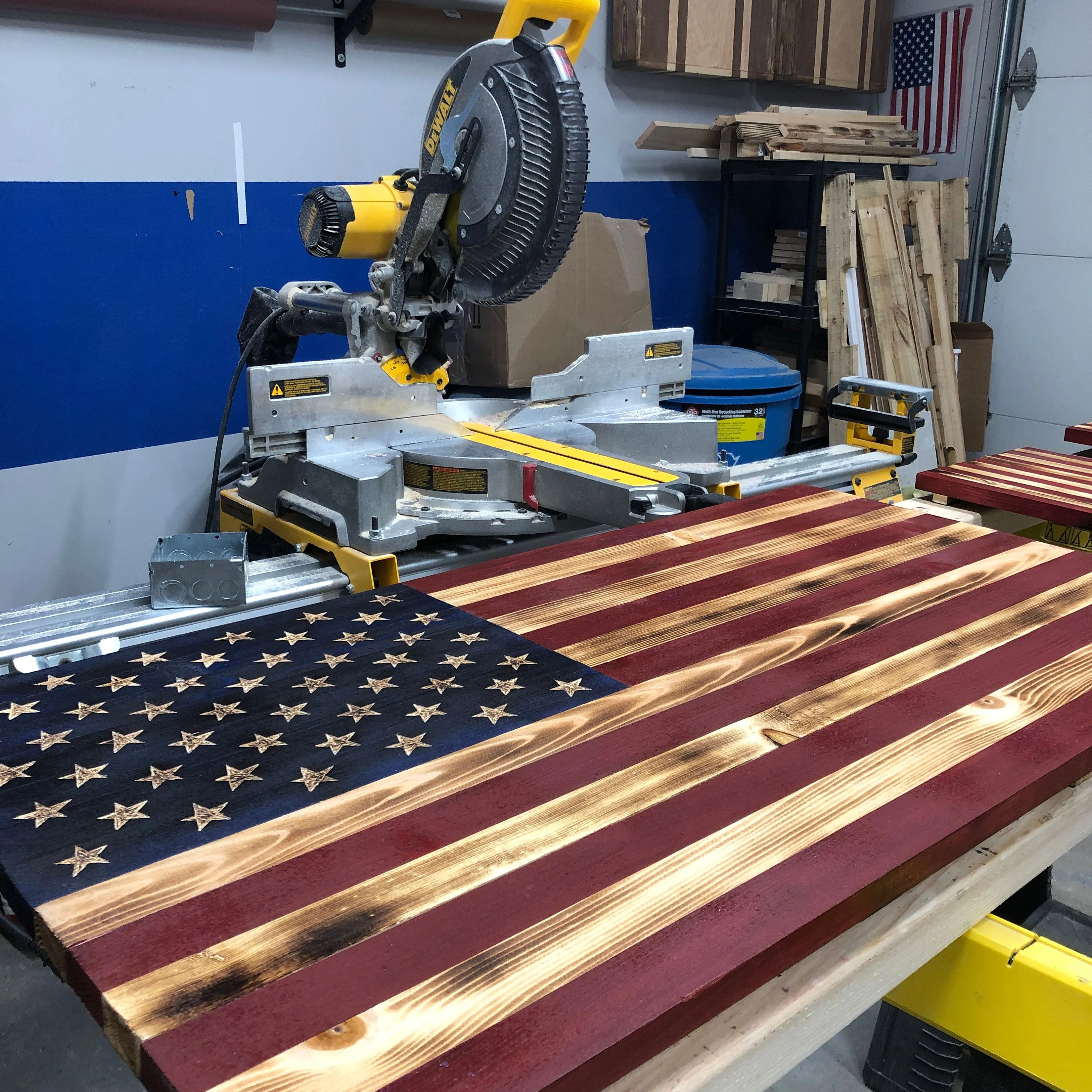Large Wooden American Flag, USA Flag Wall Decor for Veterans 36’’ x 19’’