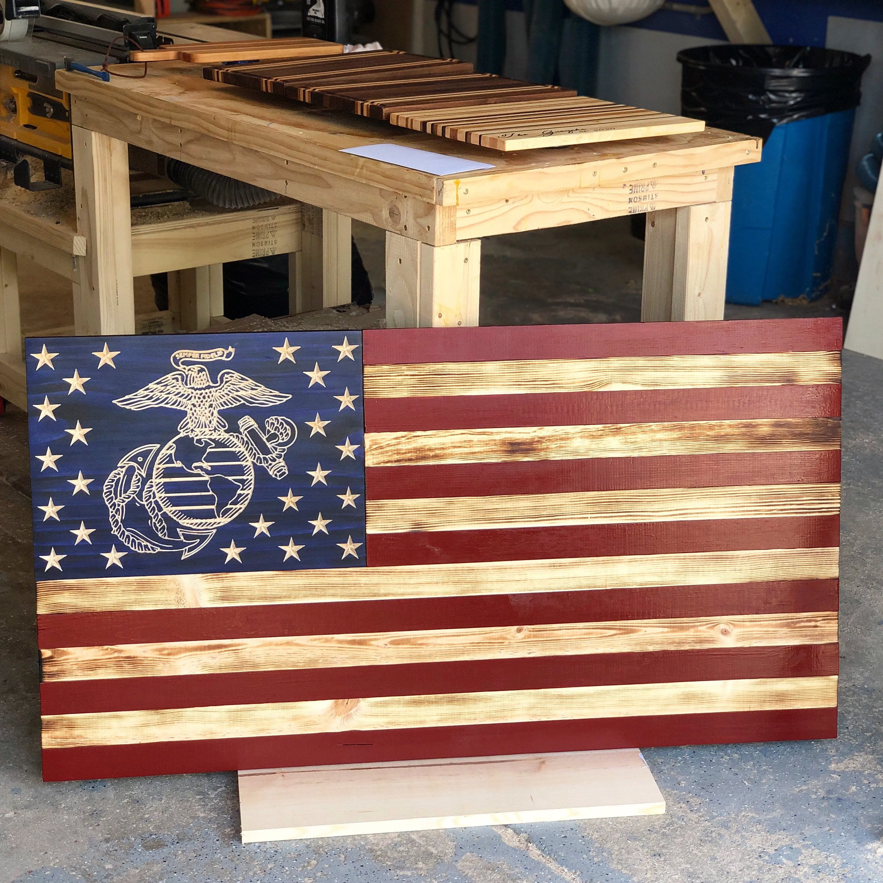 Large Wooden American Flag, USA Flag Wall Decor for Veterans 36’’ x 19’’