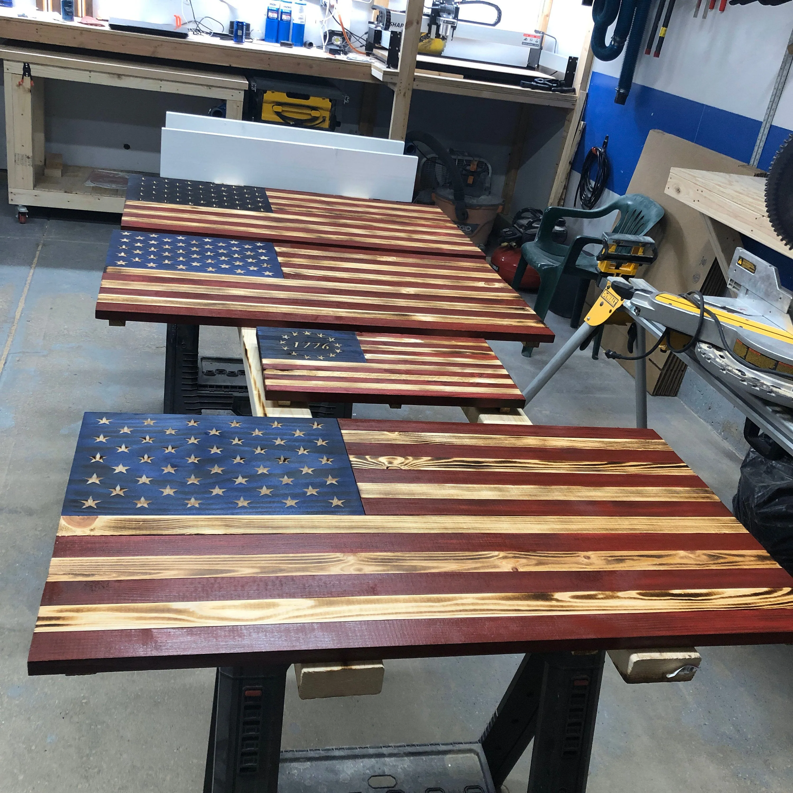 Large Wooden American Flag, USA Flag Wall Decor for Veterans 36’’ x 19’’