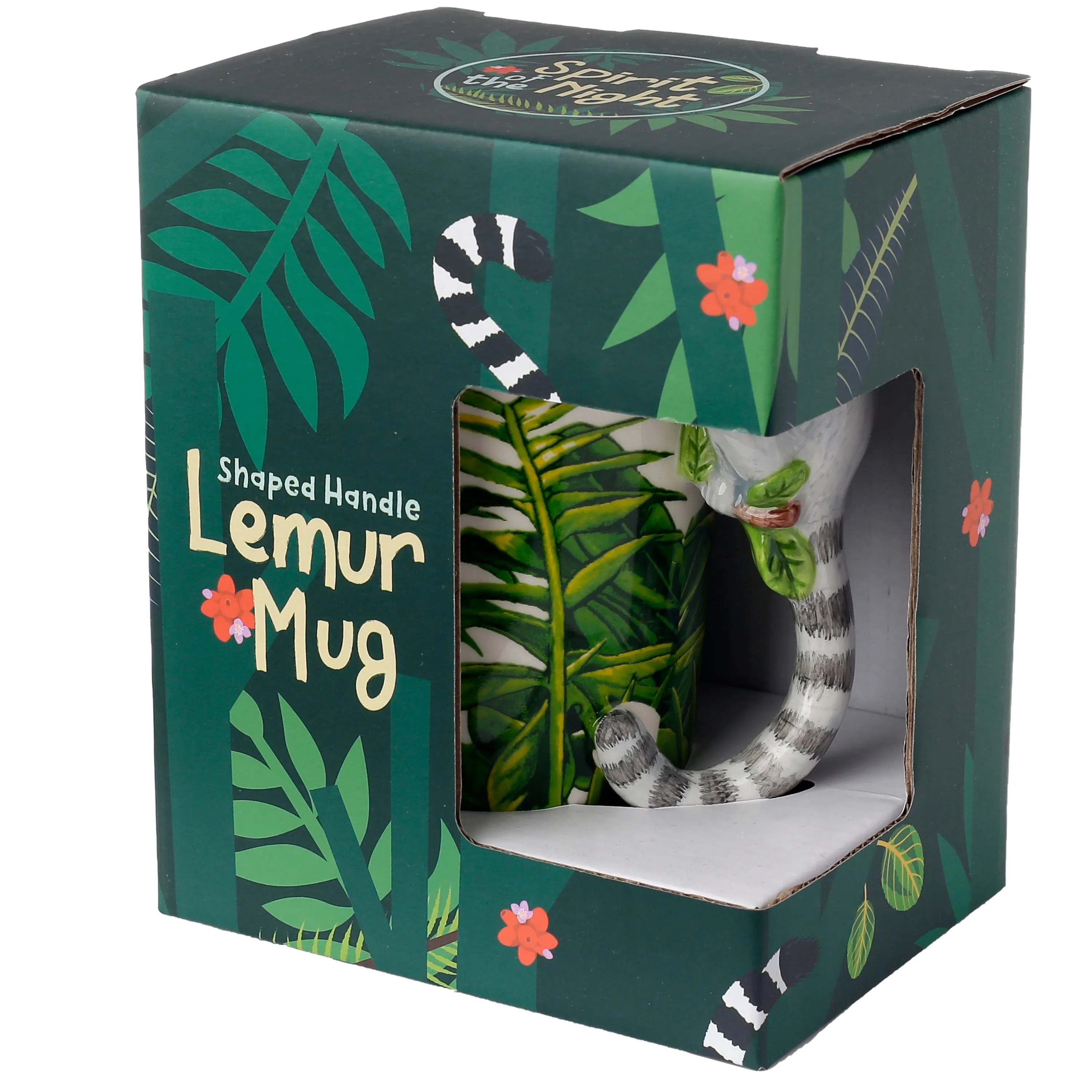 Lemur with Jungle Decal Ceramic Shaped Handle Mug