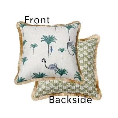 Leopard in the Jungle Pillow Cover with Golden Tassels