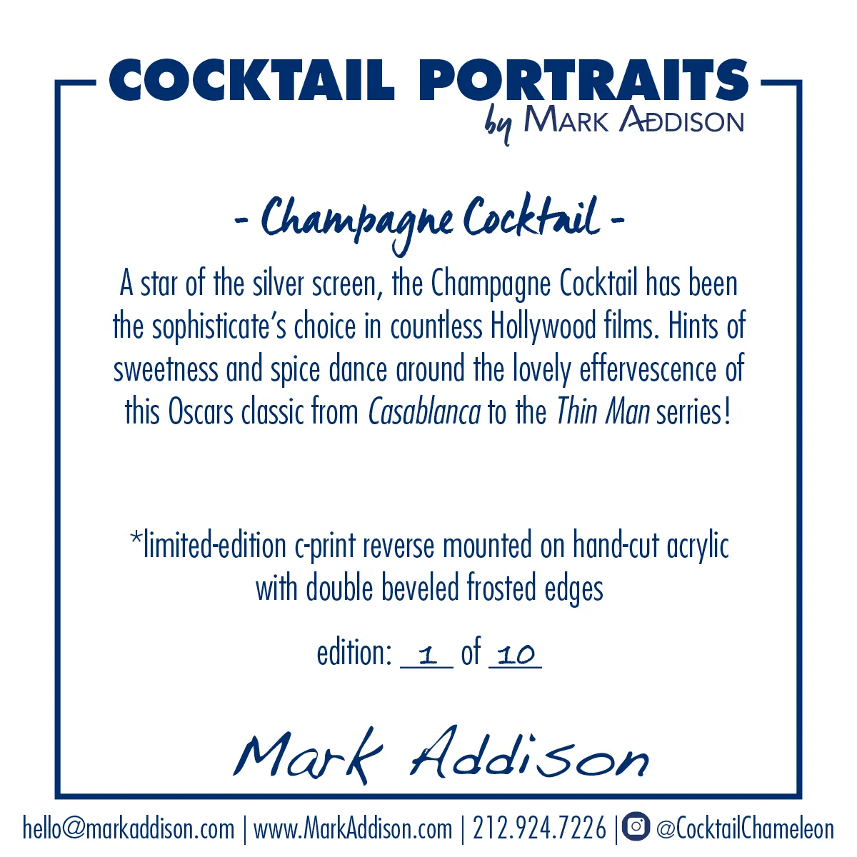 Limited Edition Cocktail Portrait: Champagne Cocktail