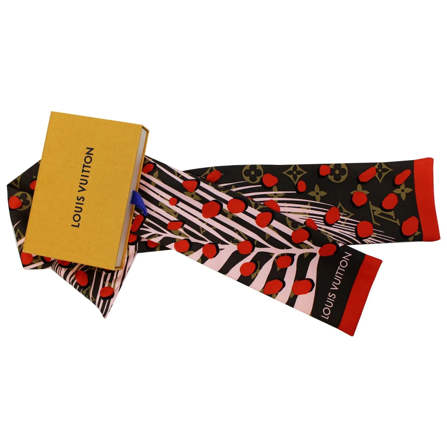 Louis Vuitton Jungle Print Pink and Red Silk Bandeau Scarf