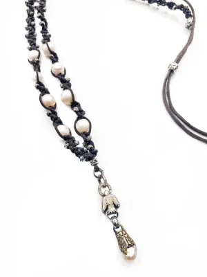 Macrame & Pearl Bird Of Flight Necklace