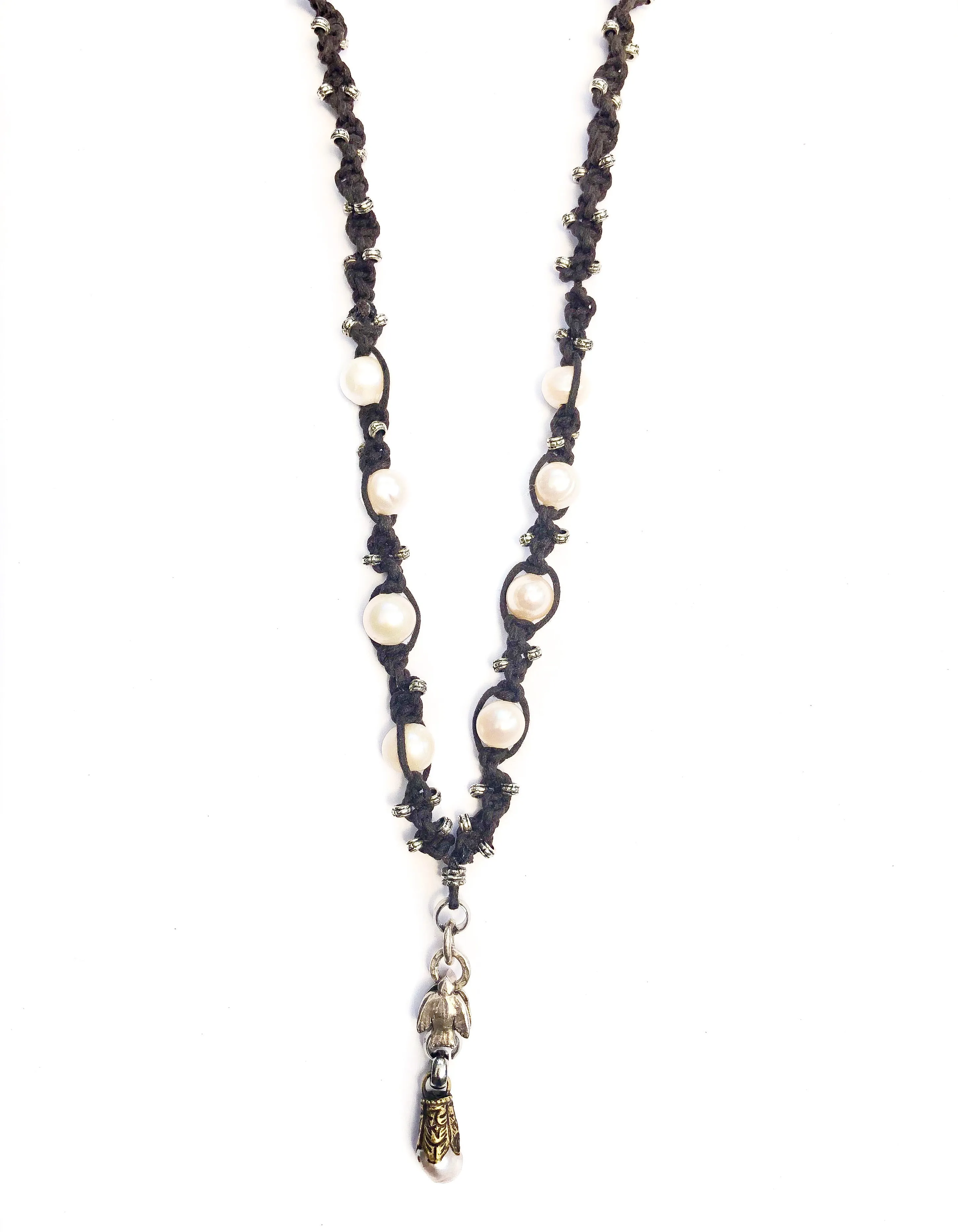 Macrame & Pearl Bird Of Flight Necklace