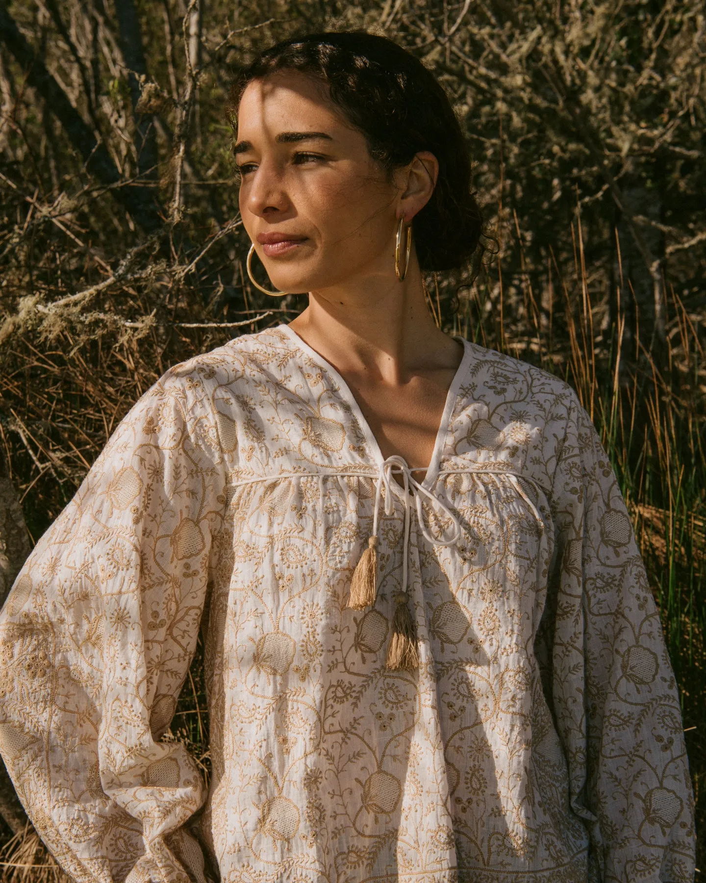 Madhuri L/S Embroidered Peasant Top