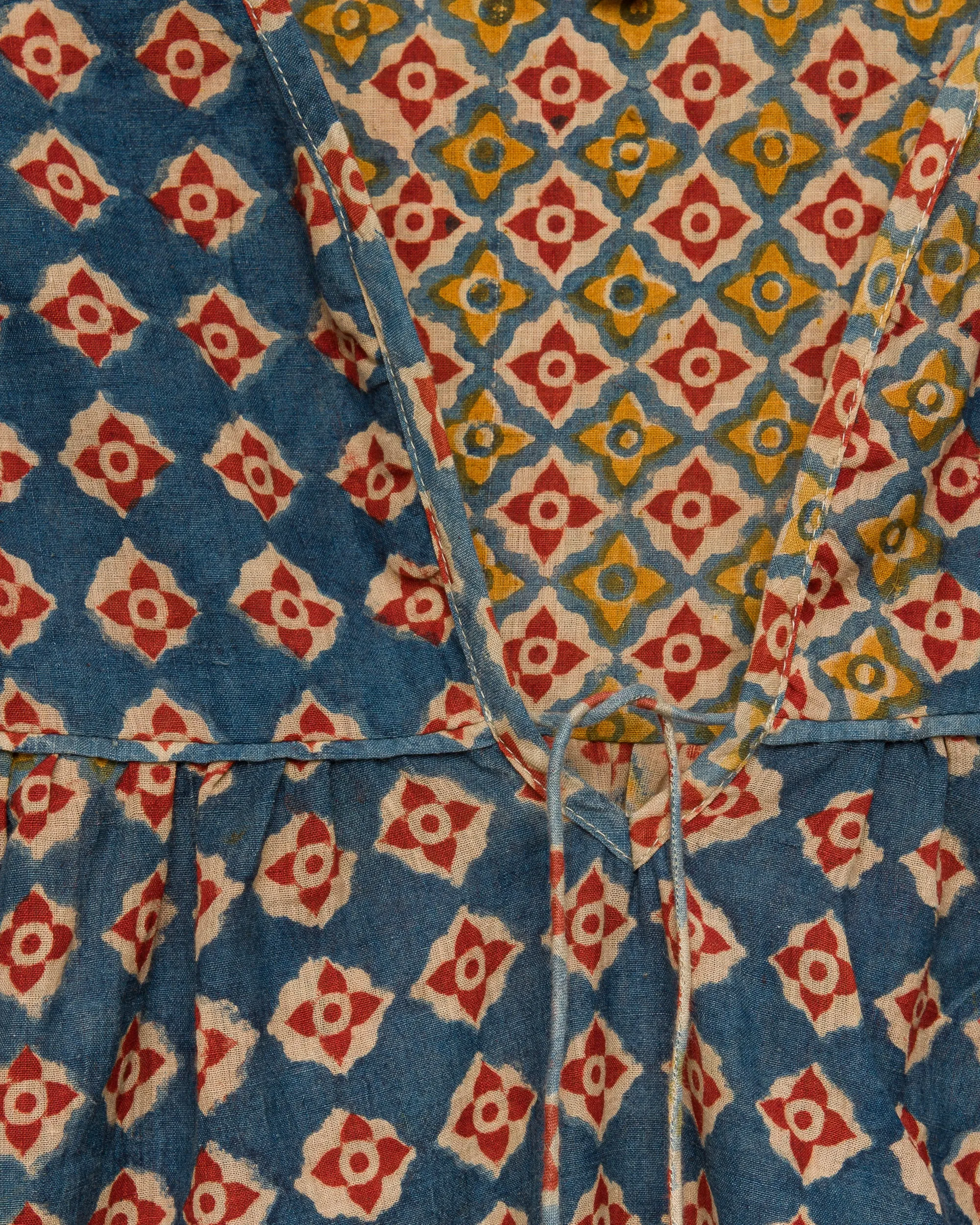Madhuri L/S Peasant Top in Engineered Block Print