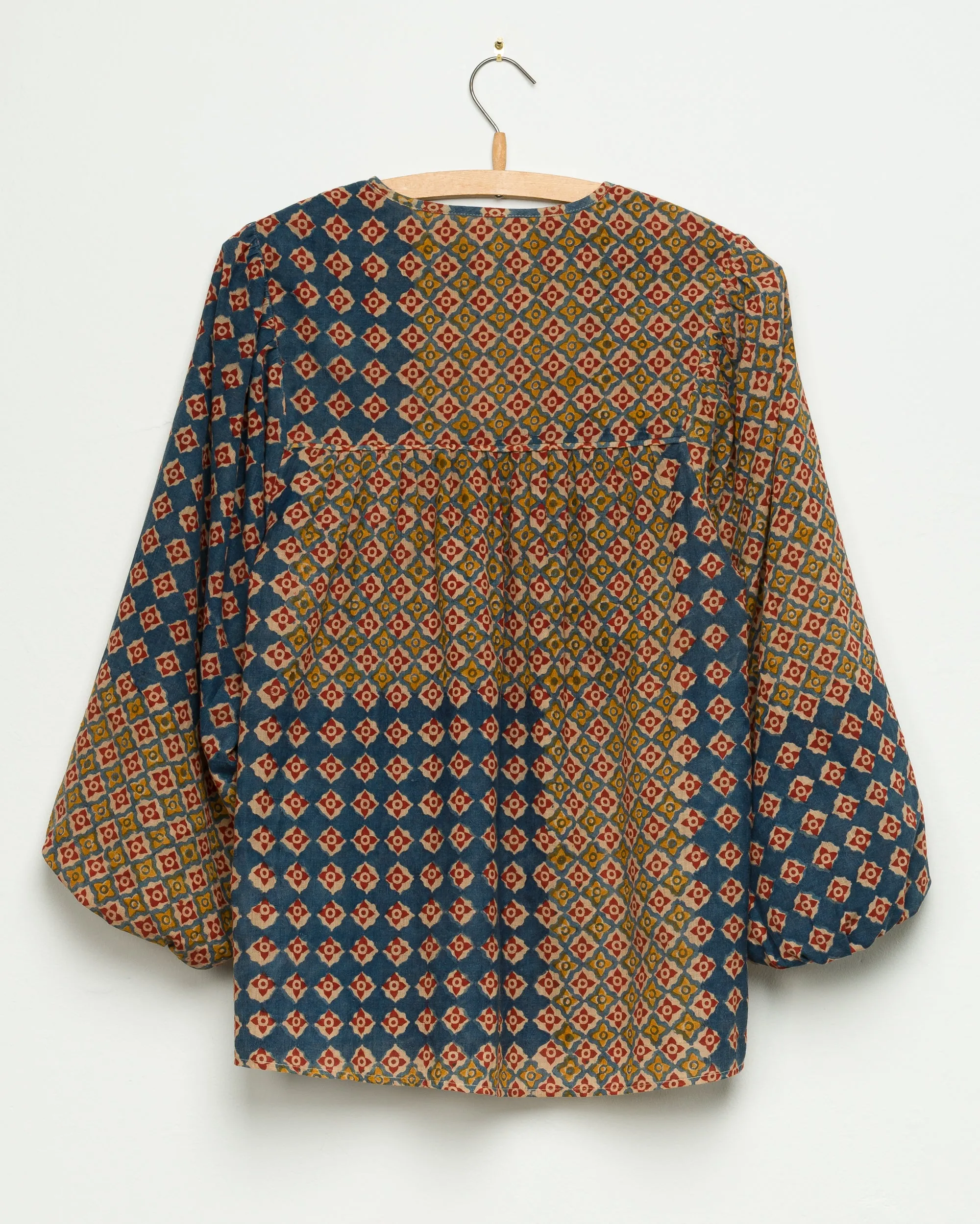 Madhuri L/S Peasant Top in Engineered Block Print