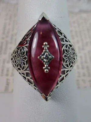 Marquise Ring, Pink Camphor Glass, Edwardian Style Jewelry #D236