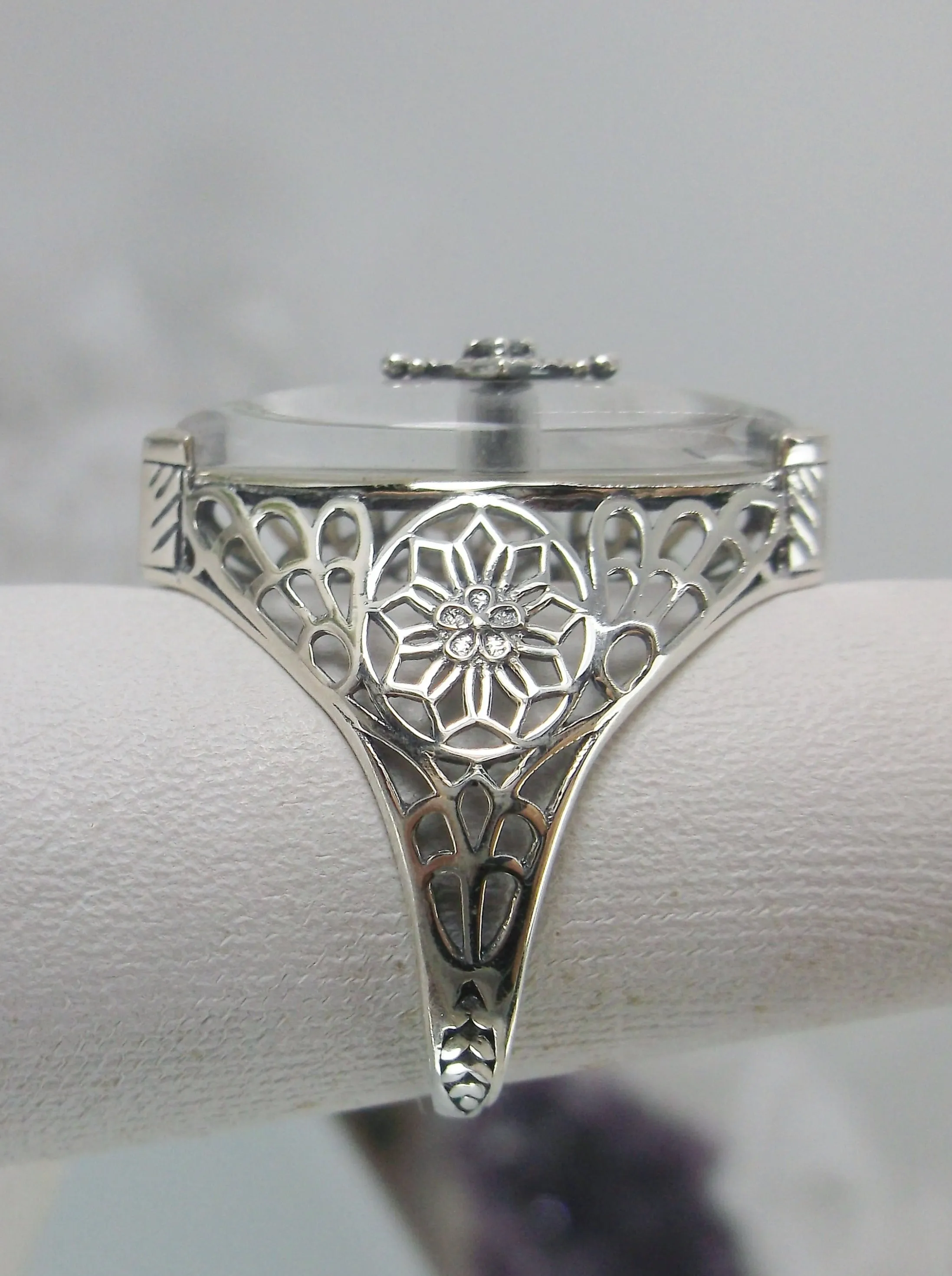 Marquise Ring, White Camphor Glass, Edwardian Style Jewelry #D236