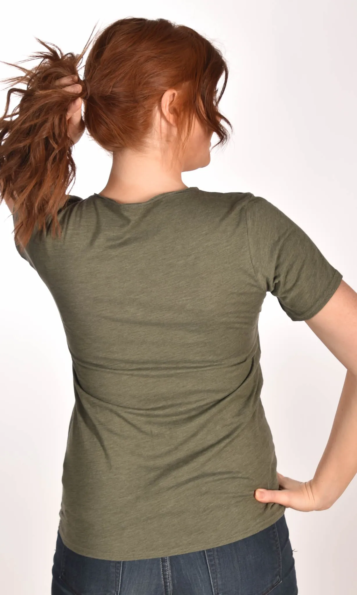 MASH Unisex Raw Neck Military Green Tee