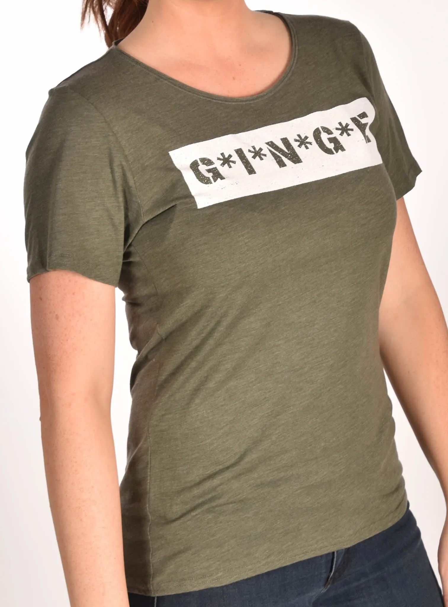 MASH Unisex Raw Neck Military Green Tee