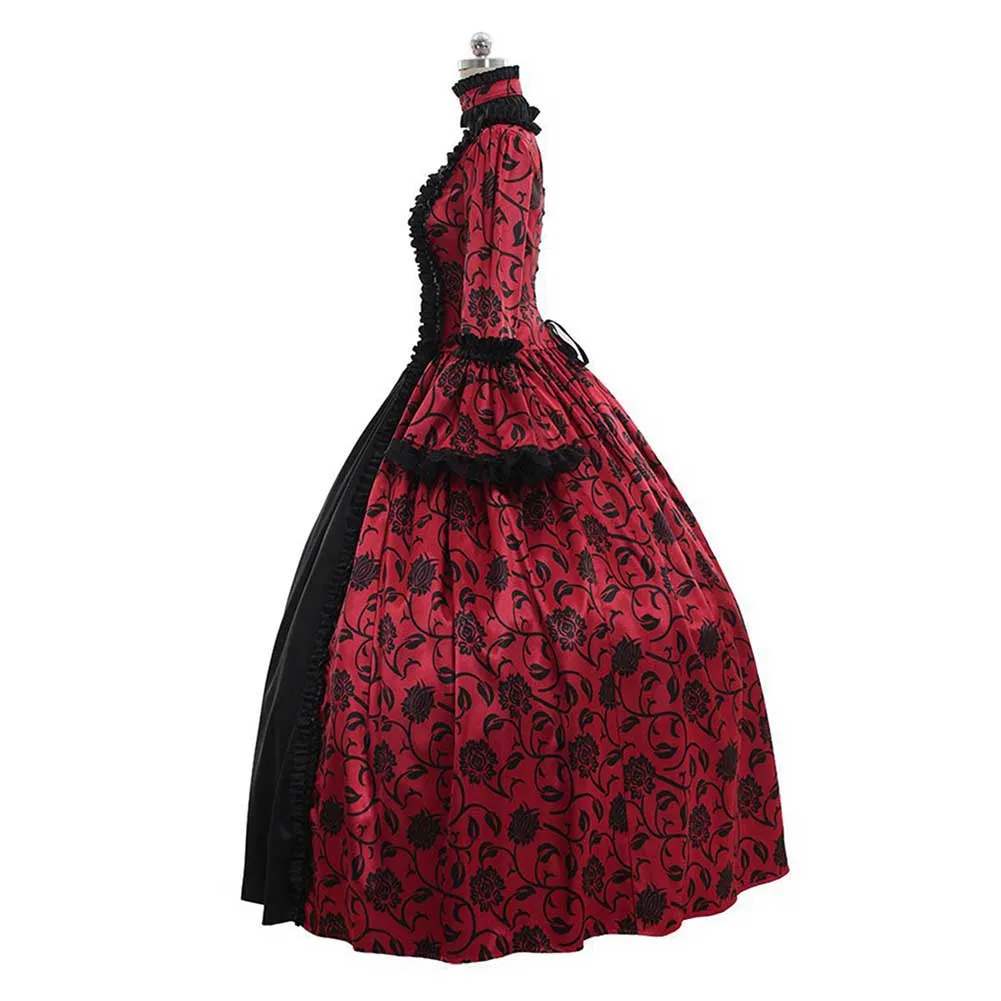 Medieval Court Long Dress Halloween Cosplay Costume 19040