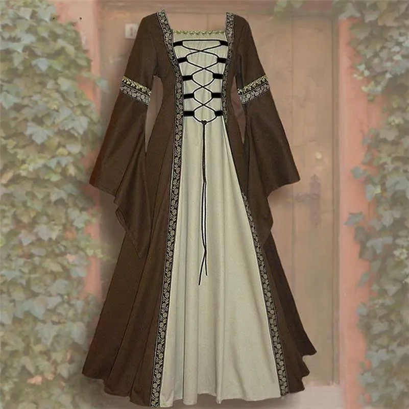 Medieval Court Long Dress Halloween Cosplay Costume 19042