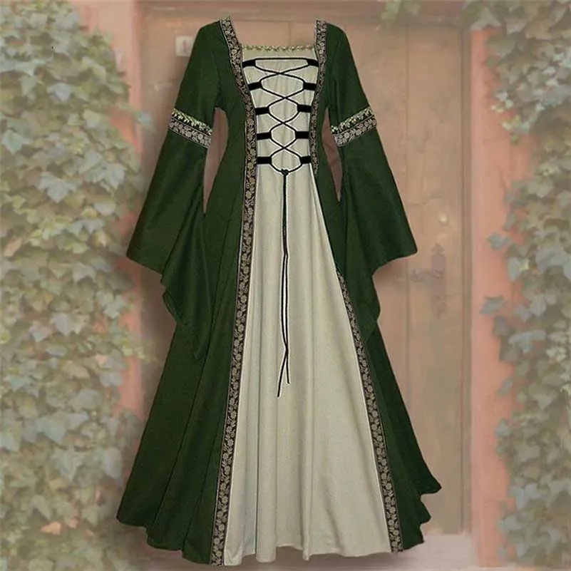 Medieval Court Long Dress Halloween Cosplay Costume 19042