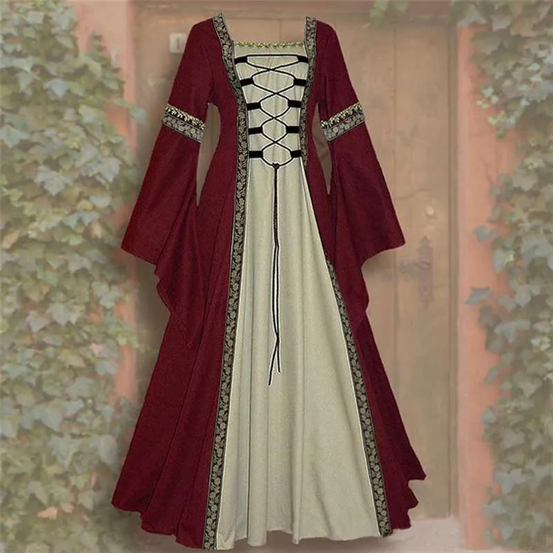 Medieval Court Long Dress Halloween Cosplay Costume 19042