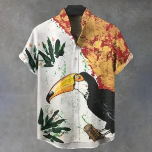 Men's Toucan Jungle Oil Painting Art Print Casual Shirt 2408005701