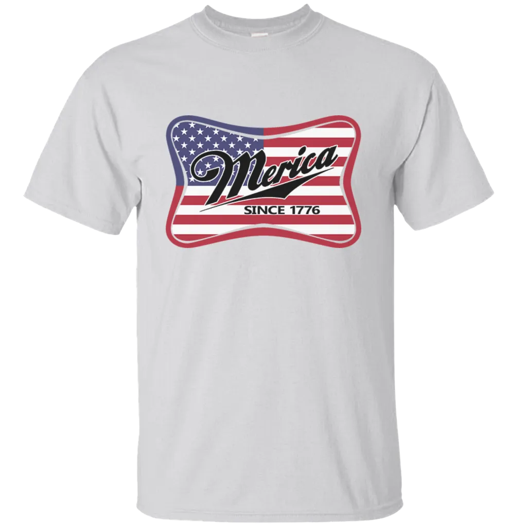 Merica Miller Beer Inspired American Flag Patriotic Independence Day July 4th Gift Unisex T-Shirt