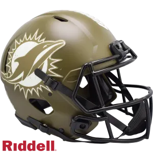 Miami Dolphins Helmet Riddell Authentic Full Size Speed Style Salute To Service