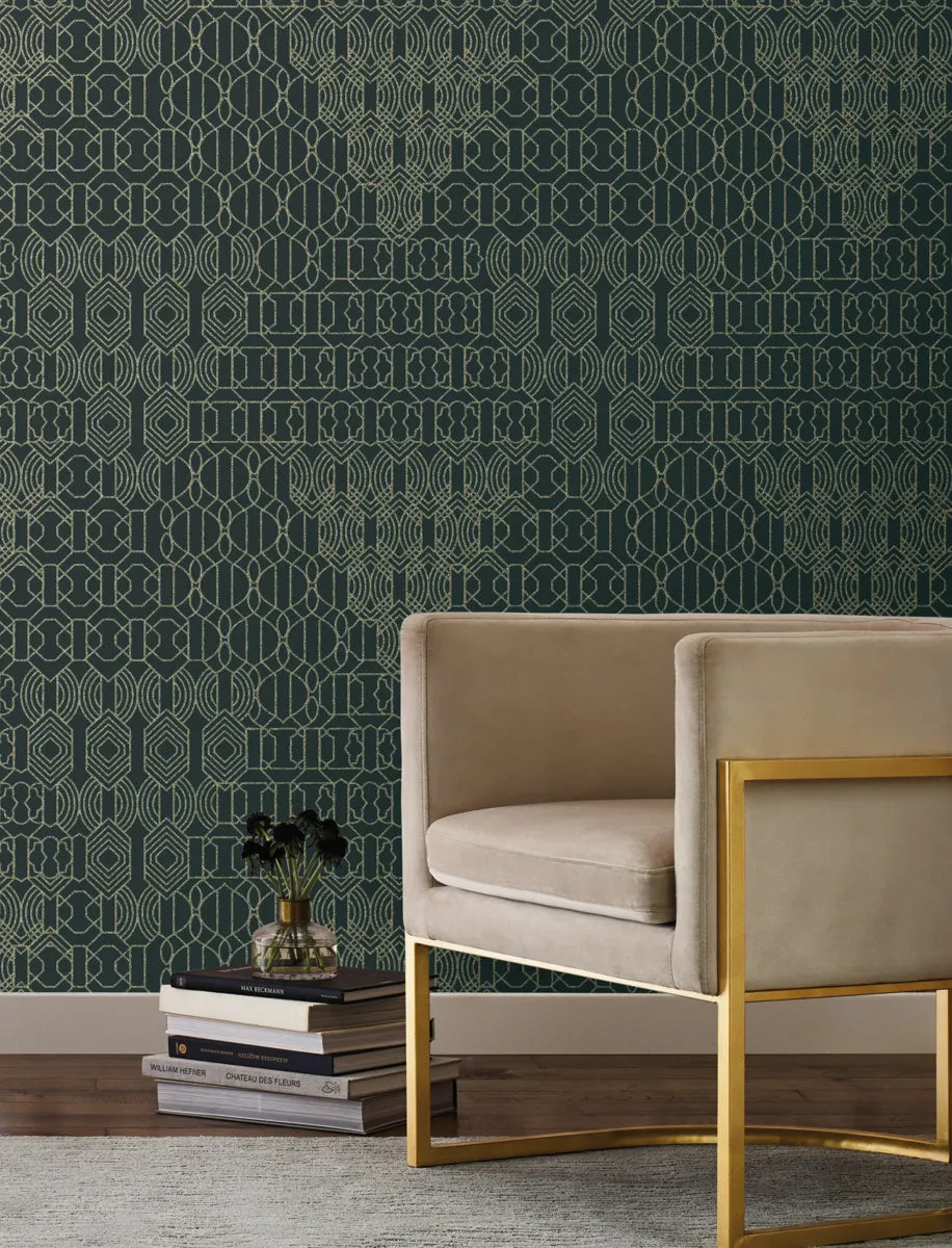 Modern Chandelier Wallpaper Blue (60 SqFt)