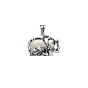 Mother-of-Pearl Celtic Elephant Pendant (Silver)